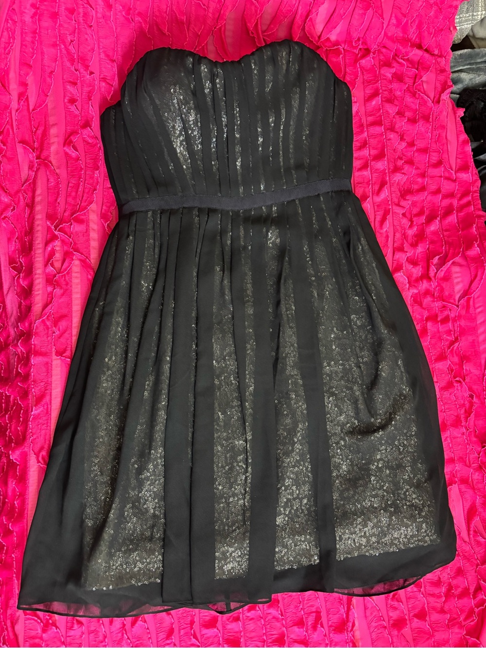 ERIN by Erin Fetherston Black Strapless Sparkle Chiffon Party Dress